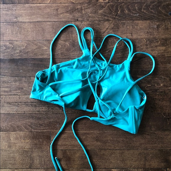 Turquoise Halter Keyhole Swim Suit Top - Picture 3 of 3